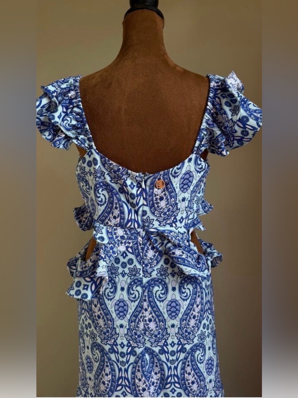 Simply Southern Blue Paisley Ruffle Maxi Dress, Size Large NWT - Picture 12 of 13